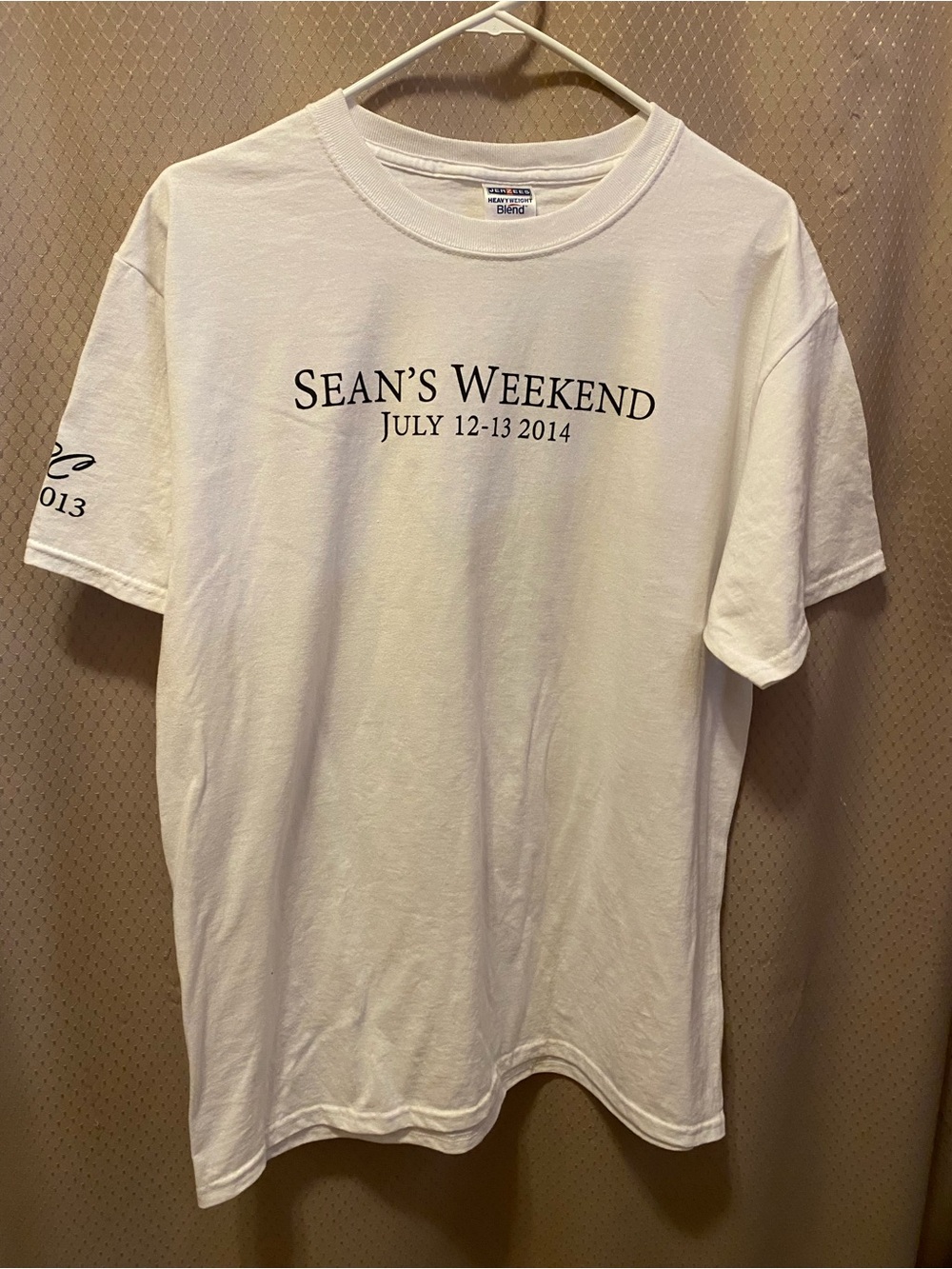 Jerzees White 'Sean's Weekend' Short Sleeve Graphic Tee